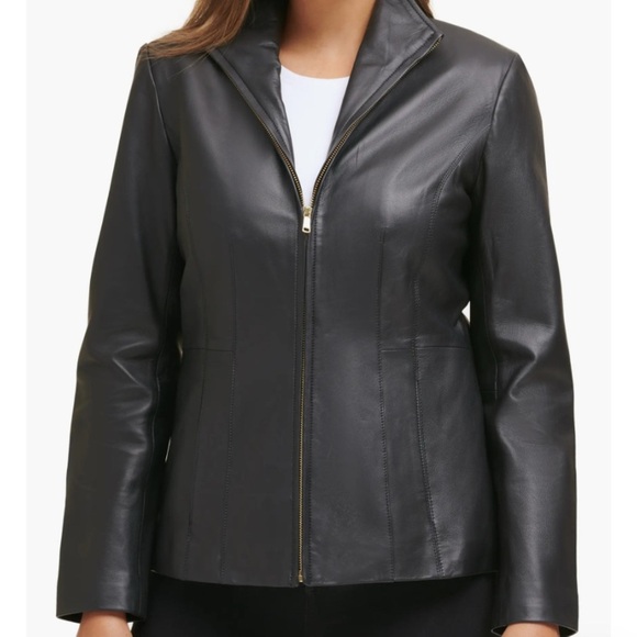 NWT Cole Haan Wing Collar Leather Jacket - Size M - Picture 2 of 12